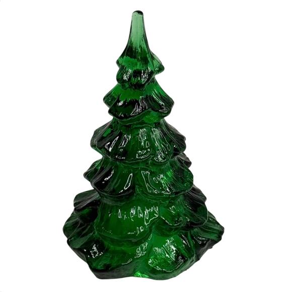 VTG Fenton Glass CHRISTMAS TREE Medium 4.25" T Figurine Pine Green Holiday Decor - Picture 1 of 4